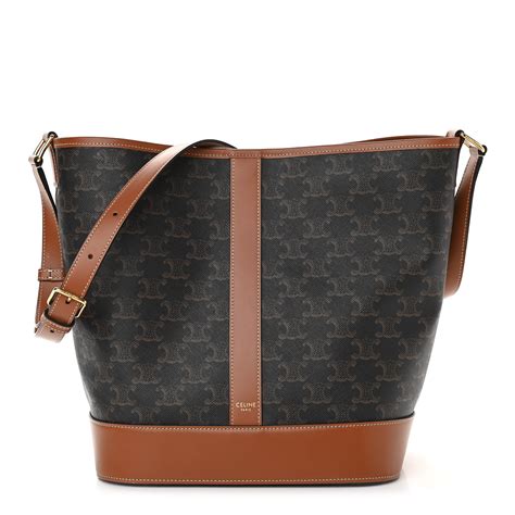 medium bucket in triomphe canvas and calfskin tan